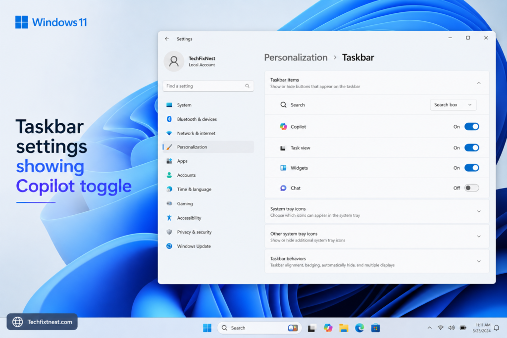 How to enable Copilot in Windows 11 taskbar settings