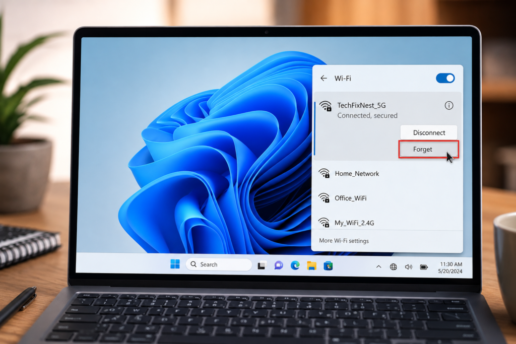 How to forget a Wi-Fi network in Windows 11 settings