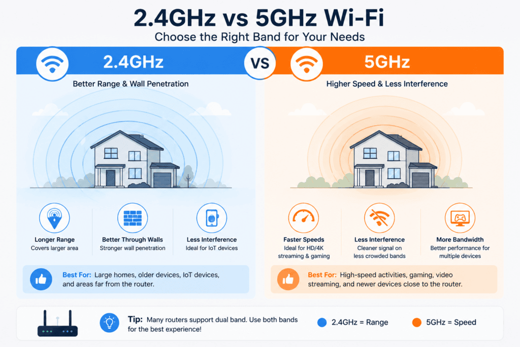 2.4GHz vs 5GHz Wi-Fi band comparison