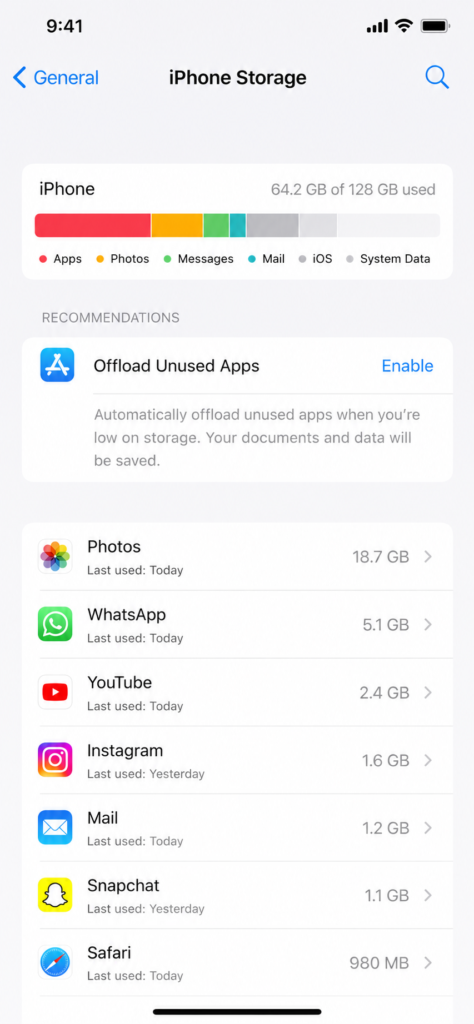 Checking free storage space on iPhone before Apple Intelligence download