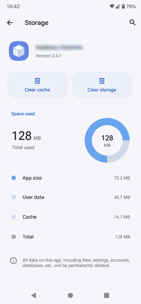 Clearing app cache to fix Android crashing after update