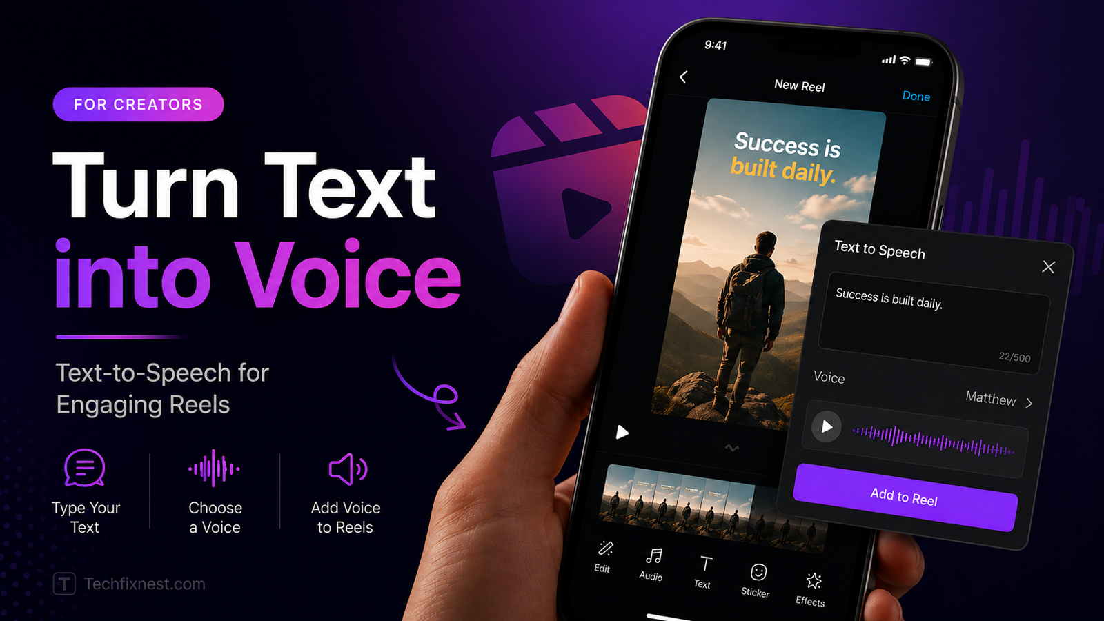 Free AI voice generator interface for Instagram Reels