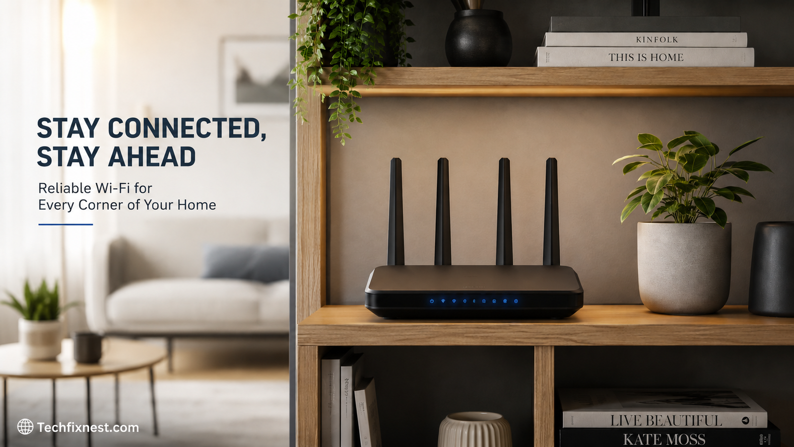 WiFi router placed centrally for better home coverage