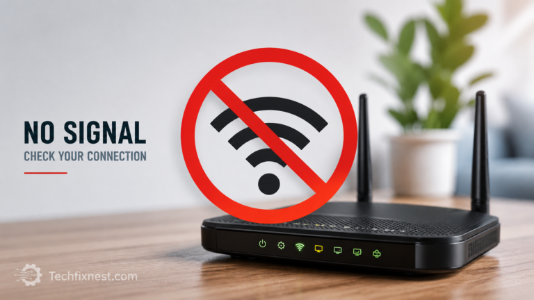 WiFi router showing no internet connection error