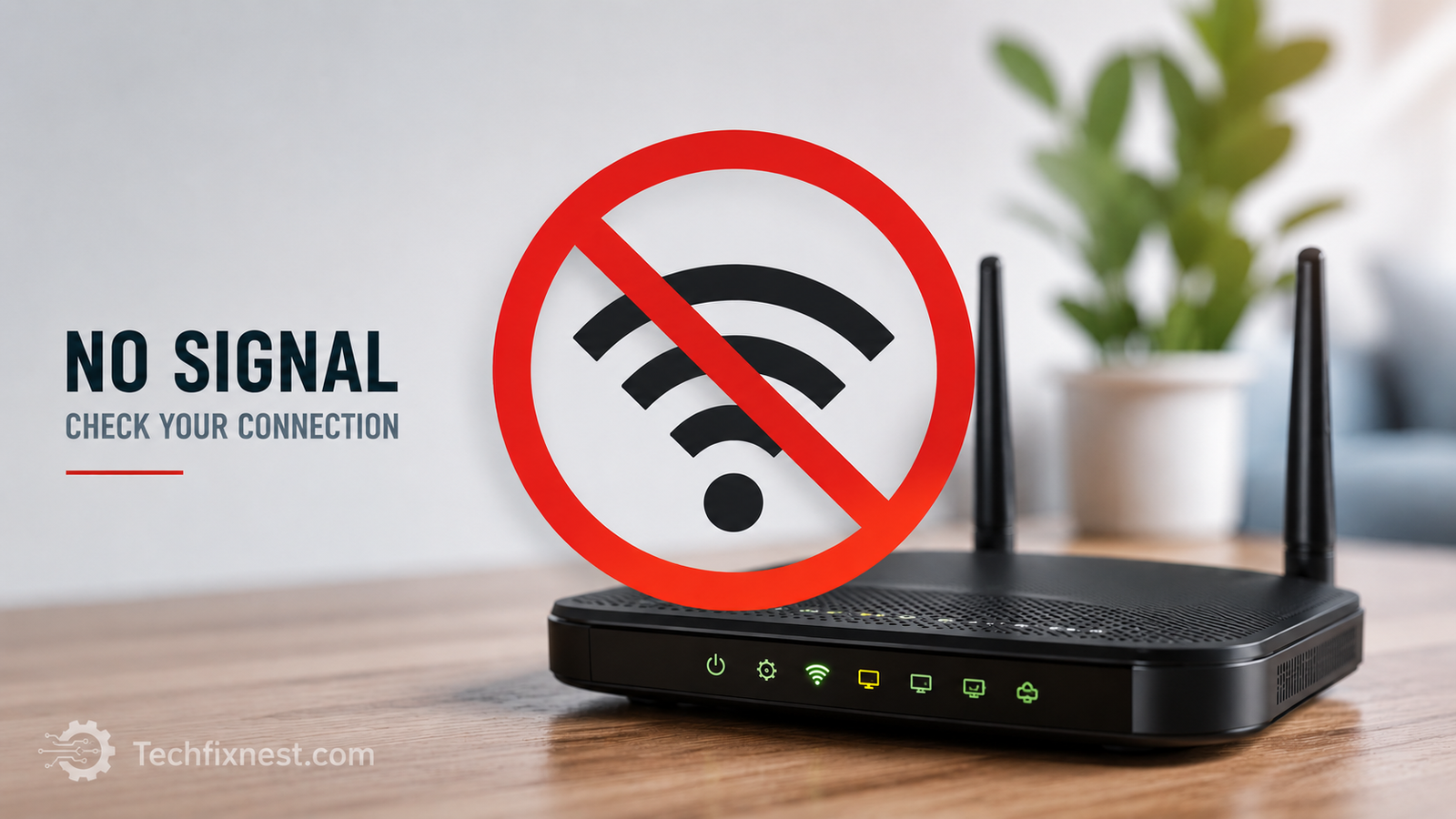 WiFi router showing no internet connection error