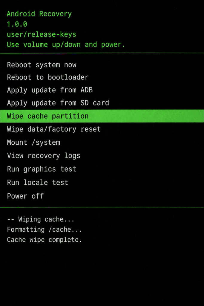 Wiping cache partition to fix Android apps crashing