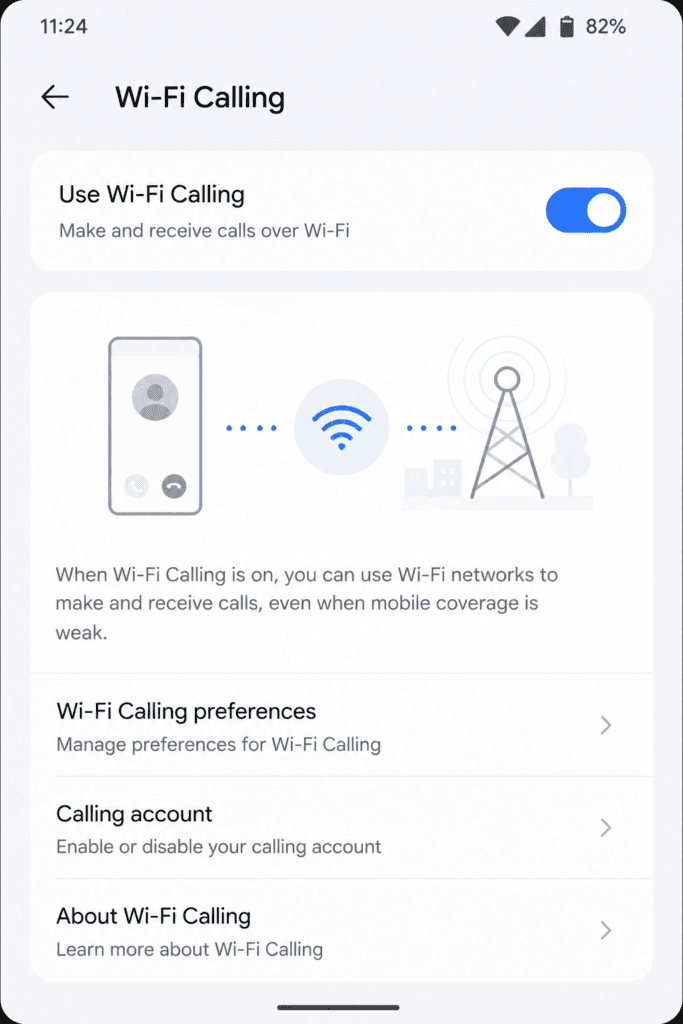 turn off wifi calling android settings