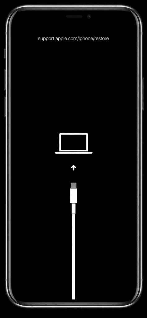 iPhone Recovery Mode screen for fixing stuck iOS 26 update