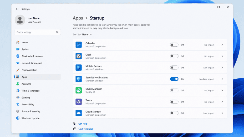 Enabling OneDrive to start automatically in Windows 11 Settings